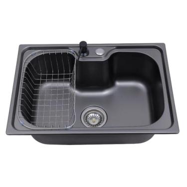 Imagem de Cuba Gourmet para Cozinha com Acessórios Aço Inox 201 Texturizado 42x60cm Preto Carajás