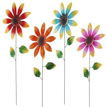 Imagem de Conjunto de 4 peças de estacas metálicas decorativas de ferro para decoração externa de quintal