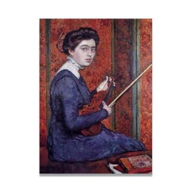 Imagem de Woman With ViolinThéo van Rysselberghe: Impressão em tela neoimpressionista belga chave 50 x 70 cm sem moldura