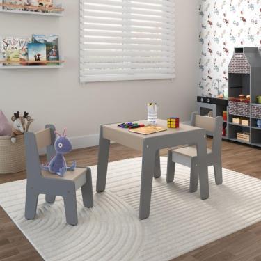 Imagem de Conjunto Mesa Infantil 2 Cadeiras Mdf Helena Cinza Conect