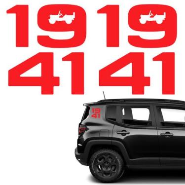 Imagem de Adesivos 1941 Para Jeep Willys Renegade 2025 Vermelho Par - SPORTINOX