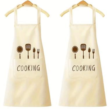 Imagem de Kit com 2 Avental De Cozinha Poliéster Impermeável 95cm com Bolso Fron