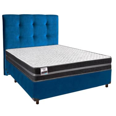 Imagem de Cama Box + Colchão Casal Molas Ultralastic Bogota Inducol + Cabeceira Estofada