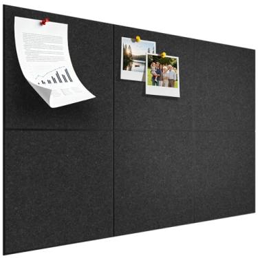 Imagem de Quadro de avisos grande de feltro, 91 cm x 61 cm, quadro de cortiça alternativo, pacote com 6, quadro de avisos de parede de feltro com 40 abas adesivas removíveis seguras, placas de pinos para sala