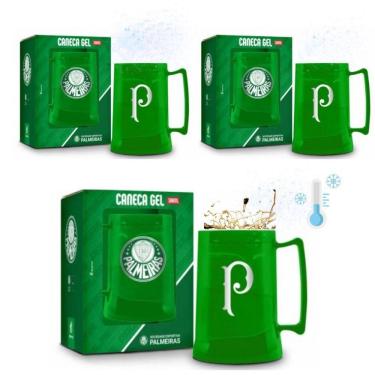 Imagem de Kit 3 Canecas Copo Verde Gel 300Ml Térmica Chopp Cerveja