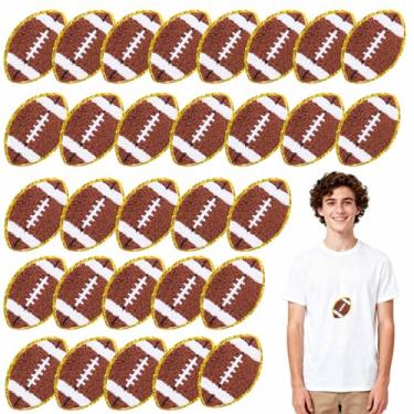 Imagem de 30 adesivos autoadesivos de futebol de chenille para dia de jogo, adesivos de futebol, costurados, adesivos de reparo, aplique bordado para mochilas, chapéus, jaquetas, tigela, festa
