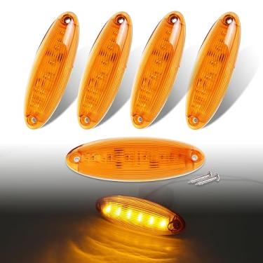 Imagem de TMH 5,8 polegadas, 5 peças, lâmpadas de LED âmbar compatíveis com Freightliner Cascadia (2008-2021) Reboque de caminhão resistente, 6 luzes LED 12V CC Folga/Teto Q6