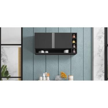 Imagem de Armário Aéreo p/ Cozinha Vanessa 105cm Cinza 2 Portas - AJL Móveis