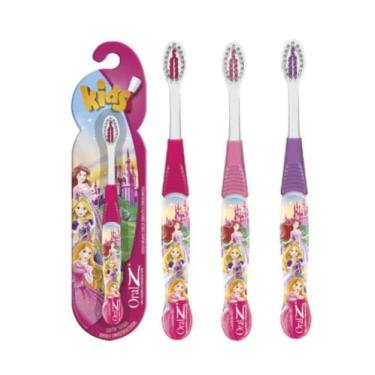 Imagem de Kit 3 Escova De Dentes Infantil Carros Princesas Com Protetor Sortido 