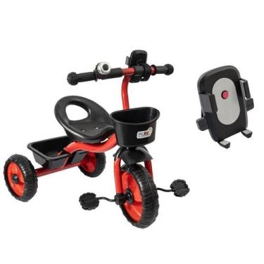 Imagem de Triciclo Infantil Vermelho 3 Rodas Motoca Cesta Buzina - PlayDuc