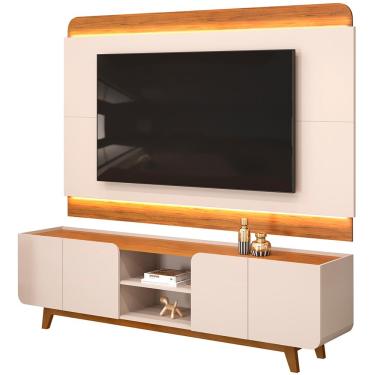 Imagem de Rack Para Sala com Painel Para TV 75 Pol LED Cine D05 Off White Freijó - Lyam Decor