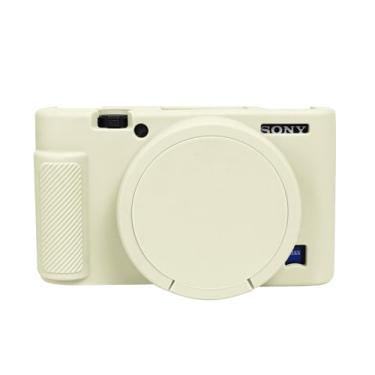 Imagem de Easy Hood Capa RX100, capa de silicone para câmera leve e macia com capa de lente removível para câmera DSLR Sony DSC-RX100 III / RX100 V / RX100 IV / RX100 VII DSLR (bege)