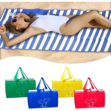 Imagem de Esteira de Praia vira Bolsa – Dobrável, Portátil e Impermeável para Praia, Piscina e Camping (Vermelho)