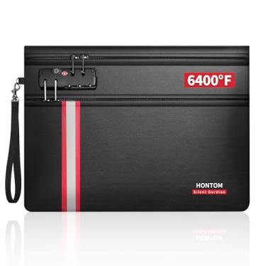 Imagem de HONTOM Bolsa de documentos à prova de fogo, material atualizado de 3,537 °C, à prova de fogo, resistente à água, bolsa de dinheiro com fechadura, bolsa de armazenamento segura para incêndio para