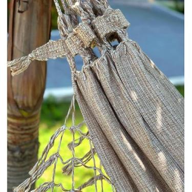 Imagem de Rede de Descanso 100% Algodão - Suporta até 180kg - Casal, Varanda e Jardim - 2,6x1,5m(Caramelo com cru)