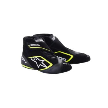 Imagem de Tênis de condução Alpinestars, SP+, cano médio, SFI 3.3, aprovado pela FIA, camurça externa, Nomex interno, preto/amarelo fluorescente, tamanho 12, par