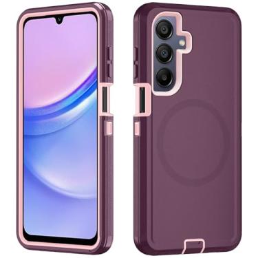 Imagem de Asuwish Capa de celular para Samsung Galaxy A15 5G/4G com protetor de tela de vidro temperado, capa magnética híbrida à prova de choque, à prova de quedas, acessórios resistentes A 15 G5 15A mulheres