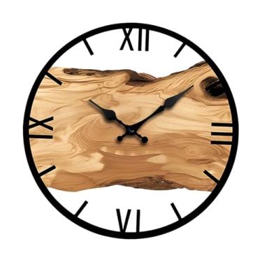 Imagem de IEUDNS Relógio de Parede Silencioso, Relógio de Parede de Fácil Leitura, 11,81 Polegadas, Decoração de Fazenda, Decorativo para Quarto Infantil, Cozinha E Es, algarismos romanos marrons