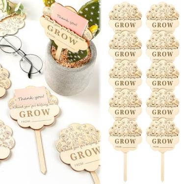 Imagem de Threehoney Placa de madeira com 12 etiquetas de plantas de agradecimento ao professor Thank You for Helping Me Grow Gift Card Etiquetas de plantas Presentes de agradecimento para mãe professora