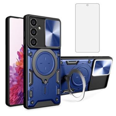Imagem de Asuwish Capa de telefone para Samsung Galaxy S23 FE 5G capa magnética para câmera deslizante com protetor de tela de vidro temperado e suporte de anel acessórios para celular híbrido fino S 23 EF