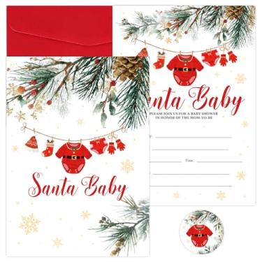 Imagem de Whaline Pacote com 25 convites de festa de Natal, roupas de Natal, chá de bebê, convites em branco, com envelopes, adesivos para festas de fim de ano