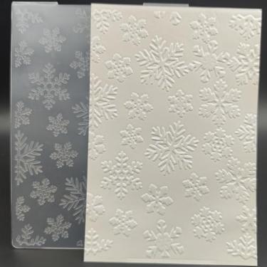 Imagem de Pasta de gravação de plástico tamanho A6 com vários flocos de neve padrão de papel artesanato plástico texturizado, impressões para fazer cartões, scrapbooking