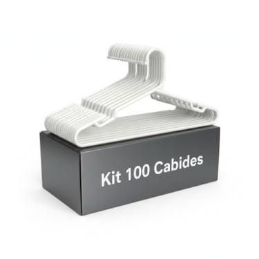 Imagem de Kit 100 Cabides de Plástico Branco, 41 cm Largura, 21 cm Altura