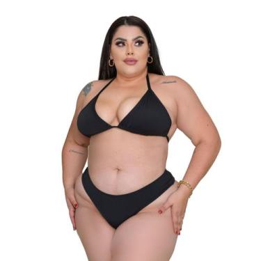 Imagem de Biquíni Plus Size Cintura Alta Sem Bojo - ANNA AMIGA STORE, Preto, GG