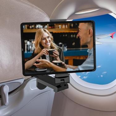 Imagem de Suporte universal para tablet de avião, suporte de viagem, suporte de tablet de viagem mãos livres com rotação multidirecional de 360° para voar, mesa, estudo compatível com iPad/Galaxy Tabs/Kindle