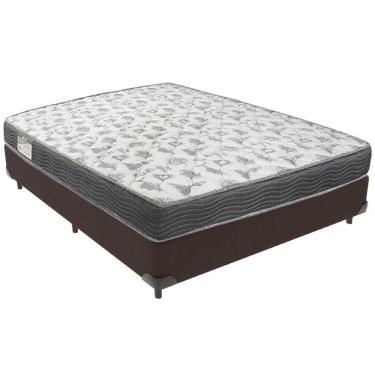 Imagem de Cama Box Marrom E Colchão Iso100 Espuma D33 Casal Ortobom