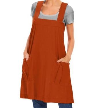 Imagem de Avental feminino Larmliss de algodão cruzado com bolsos grandes