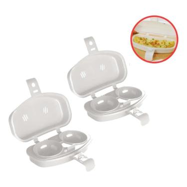 Imagem de 2X Omeleteira Microondas Dupla Forma De Ovos Poché Branca