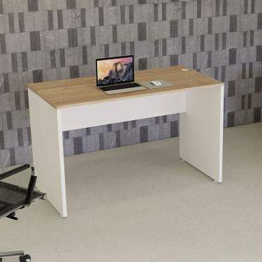 Imagem de Mesa Escrivaninha Retangular 120cm X 60cm Escritório Pé Painel com Passa Cabos Industrial Executive Treviso /Branco