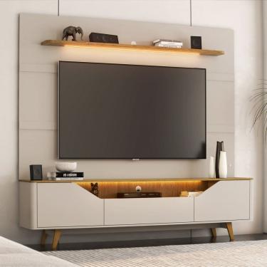 Imagem de Rack com Painel para Tv 85 Polegadas com Led Cooper Bege Dunas / Carvalho