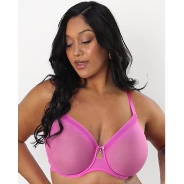 Imagem de Curvy Couture Malha transparente feminina, cobertura total sem forro, suporte sexy plus size, Flertar, 46D