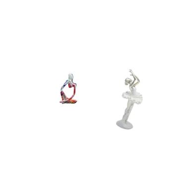 Imagem de Fenteer Estátua de Bailarina Abstrata em Resina, Ornamento Moderno, Escultura Colecionável para Gaveta de Quarto, Escritório, Loja, Estante, Lareira Ou Entrad