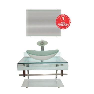 Imagem de Gabinete de Vidro 70cm para banheiro Holanda  - EKASA, Branco