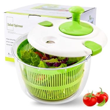 Imagem de DoubleWave Spinner de salada de 4,24 litros | Girador de alface com orifícios de drenagem duplos | Spinner e coador de frutas fáceis para lavar, girar e escorrer frutas e vegetais | Livre de BPA e