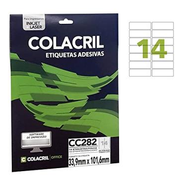 Imagem de Etiqueta Adesiva Carta, 33.9 x 101.6 mm, 25 Folhas, Colacril, CC282, Branco, pacote de 350