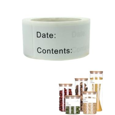 Imagem de 120 etiquetas removíveis de alimentos com seções de data e conteúdo - sem resíduos, adesivos fáceis de limpar para cozinha, freezer, geladeira e potes de armazenamento, ideal para organização de