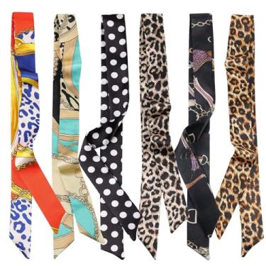 Imagem de DAZZLEBRITE Cachecóis femininos estilosos, multifuncionais, boêmios, para bolsa, cabeça, pescoço, acessórios de cabelo, C02, 35.5 Inch