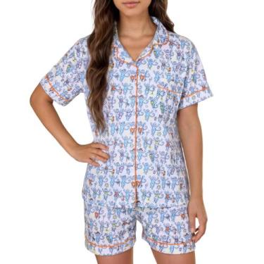 Imagem de Conjunto de pijamas Zelbuck femininos Y2k Preppy Monkey Beach Shorts