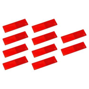 Imagem de MotiveTech 10 peças de adesivos refletivos de advertência, fita refletiva, decalque, sinal refletor para reboque, caminhão, bicicleta, passeio noturno, Vermelho