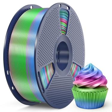Imagem de SUNLU Filamento PLA de seda arco-íris 1,75 mm, filamento 3D gradiente multicolorido, filamento de impressora 3D de seda brilhante, precisão dimensional +/-0,02 mm, carretel de 1 kg (1 kg), seda