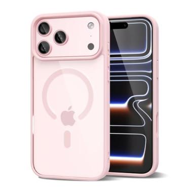 Imagem de oakxco Capa magnética transparente para iPhone 17 Pro Max compatível com Magsafe, linda fina transparente anti-amarelo acrílico, plástico rígido Hybird e silicone feminino Mag Safe Case para mulheres
