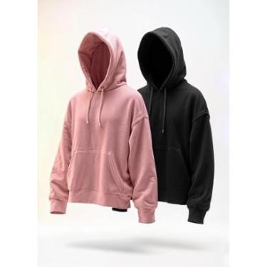 Imagem de Kit 2 Moletom Masculino Feminino Blusa Casaco Canguru Capuz-Unissex