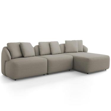 Imagem de Sofá 4 Lugares com Chaise Direito Sala Living 294cm Arlo F04 Linho Bege Escuro - Lyam Decor