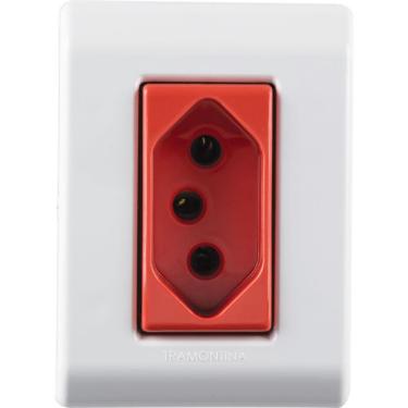Imagem de Caixa De Sobrepor Com 1 Tomada 2p+t 20 A 250 V Tramontina Lizflex Com Vermelha E Branca