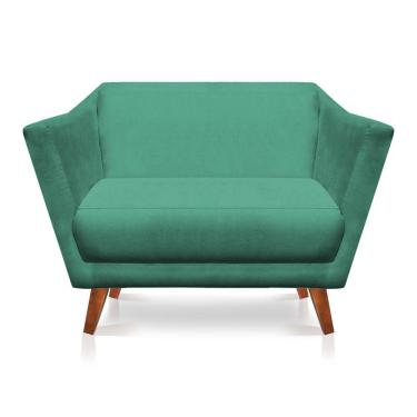 Imagem de Namoradeira Lorena Suede Pés Castanho Azul Turquesa