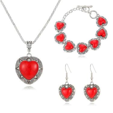 Imagem de RLHRNDE Joias de turquesa boêmia para mulheres homens feitas à mão boêmio amor ocidental colares grossos pulseira e brincos de declaração estética vintage western boho turquesa aniversário amizade